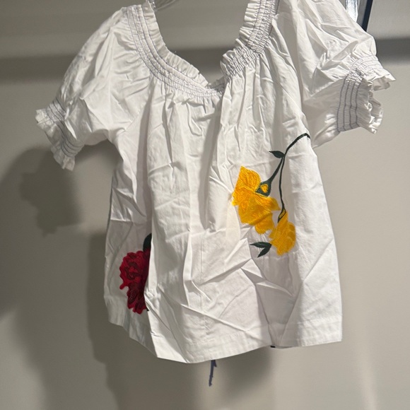 Anthropologie White and Purple Detailed Blouse - Picture 3 of 4